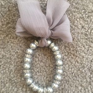 Grey Pearl Bracelet with Bow